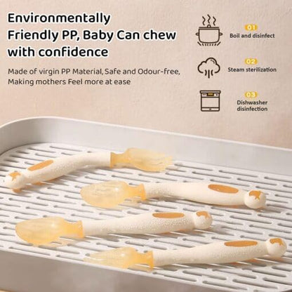 StarAndDaisy Stainless Steel Divided Baby Plates for Babies (Orange-Cream)
