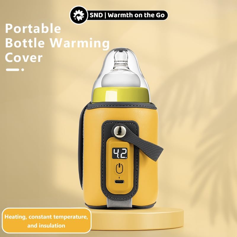 StarAndDaisy Bottle Warmer for Baby , Infants / Toddler, Water Warmer with Adjustable Temperature Control Portable & USB, Constant Temprature Control Technology, Baby Feeding Bottle Warmer for Car Travel Outdoor -Yellow