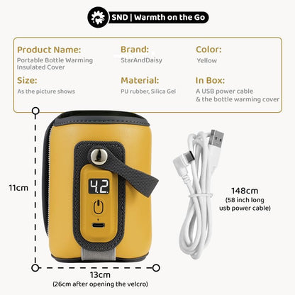 StarAndDaisy Bottle Warmer for Baby , Infants / Toddler, Water Warmer with Adjustable Temperature Control Portable & USB, Constant Temprature Control Technology, Baby Feeding Bottle Warmer for Car Travel Outdoor -Yellow