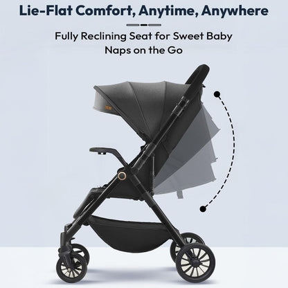 StarAndDaisy Stroller for Baby Boy Girl 0 to 5 Years/Foldable Baby Stroller Light Weight with Multi-Level Seat Recline, 5 Point Safety Belt, Pram for Kids-Black