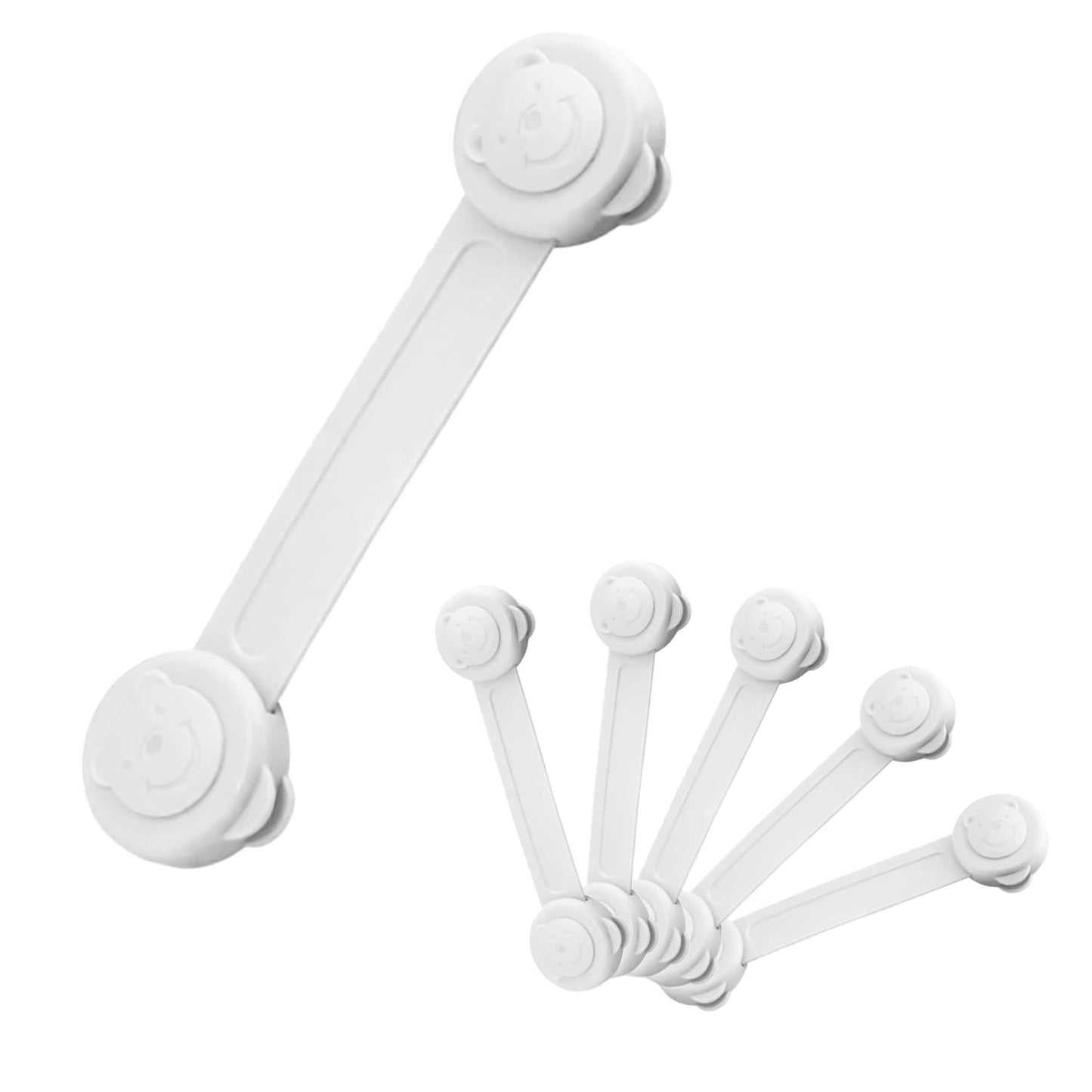 StarAndDaisy Baby Proofing Safety Locks, Adjustable Furniture Locks For Drawers, Fridge, Cupboards, Easy Install & Remove With Adhesive Pasting (Small, 6),White