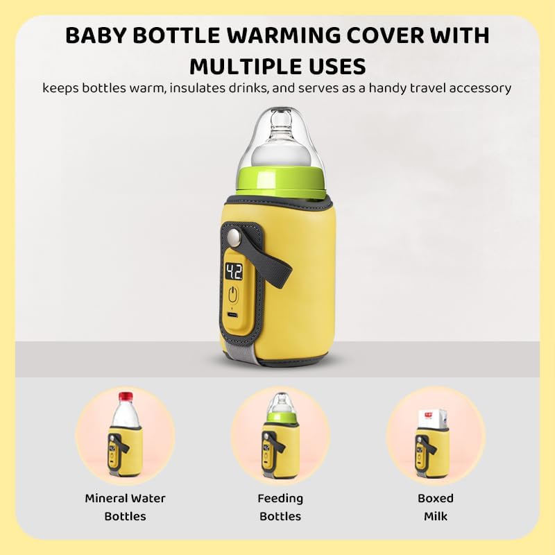 StarAndDaisy Bottle Warmer for Baby , Infants / Toddler, Water Warmer with Adjustable Temperature Control Portable & USB, Constant Temprature Control Technology, Baby Feeding Bottle Warmer for Car Travel Outdoor -Yellow