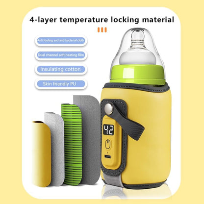StarAndDaisy Bottle Warmer for Baby , Infants / Toddler, Water Warmer with Adjustable Temperature Control Portable & USB, Constant Temprature Control Technology, Baby Feeding Bottle Warmer for Car Travel Outdoor -Yellow