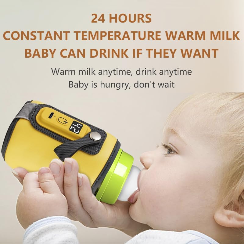 StarAndDaisy Bottle Warmer for Baby , Infants / Toddler, Water Warmer with Adjustable Temperature Control Portable & USB, Constant Temprature Control Technology, Baby Feeding Bottle Warmer for Car Travel Outdoor -Yellow