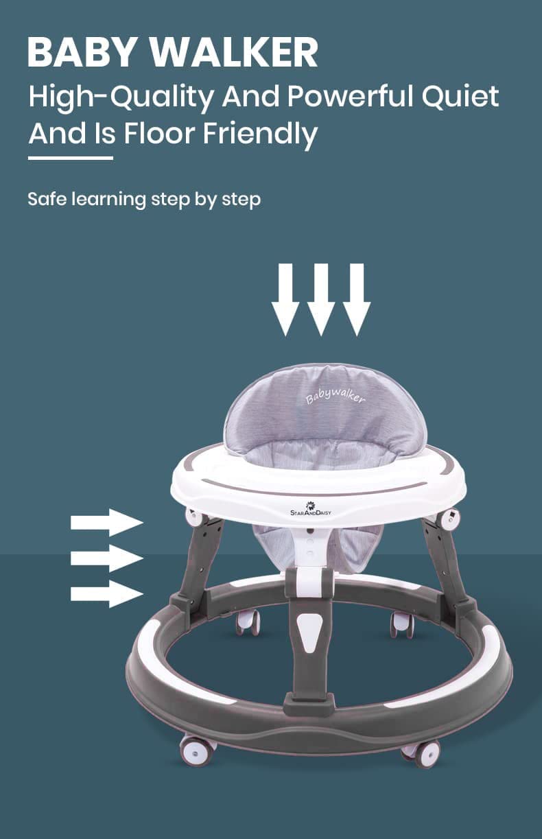 StarAndDaisy Baby Walkers 6-24 Month Boy & Girl / 360° Walker for Kids 1 Years with Multi Adjustable Height/Multi-Function Baby Walker with Anti-Rollover - (Grey)