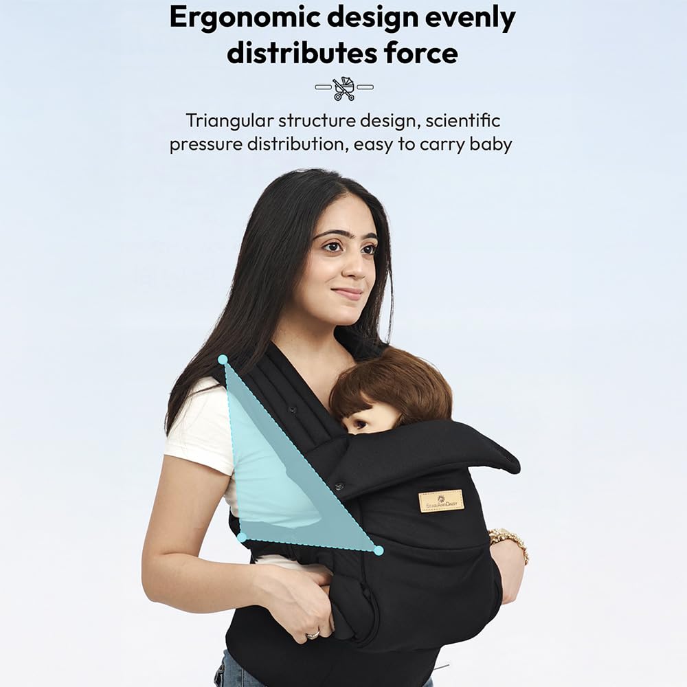 StarAndDaisy 4-in-1 Baby Carrier for 0 to 3 Year Baby/Kangaroo Bag with Comfortable Soft Hip Seat/Baby Carrier - 4 Carrying Positions with 2 Storage Pockets - Blue (Black)