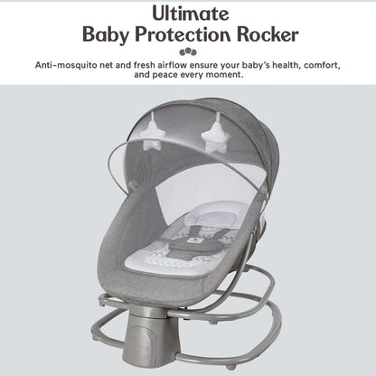 StarAndDaisy X Mastela 4 in 1 Swing Rocker Automatic for Newborn Baby 0 to 18 Month Girl & Boy with 4- Swing Modes, Detachable Tray, Backrest Adjustment Bassinet, Bluetooth Playback (4 in 1-Dark Grey)
