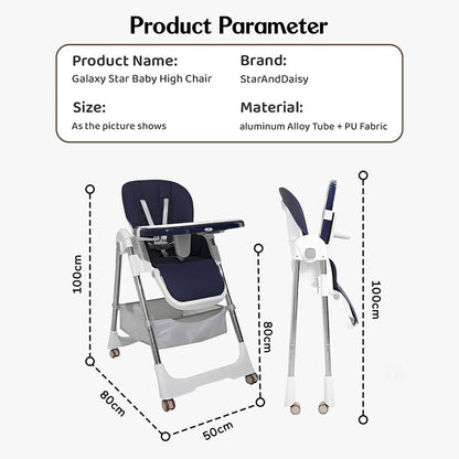 StarAndDaisy Galaxy Star High Chair for Baby 6 Months to 5 Years / 6 in 1 Baby Feeding Chair with 7 Level Height Adjustment / 3 Mode Seat Adjustment/Baby High Chair with One Click Fold