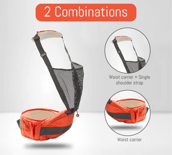StarAndDaisy Baby Deer Series 6 in 1 Multipurpose Strong Baby Carrier with Upgraded Breathable Air Fabric & Ergonomic Design Coushion Padding for Baby Comfort (Orange)