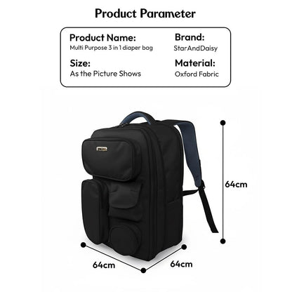StarAndDaisy 3 in 1 Maternity Bag for Mothers–Spacious Multi-Compartment Diaper Bag for Mothers for Travel, Baby Bag for Mother Travel, Baby bag for Travelling with Insulated Bottle Pocket -Black