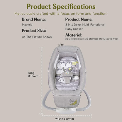 StarAndDaisy X Mastela 3 in 1 Swing Rocker Automatic for New Born Baby 0 to 18 Month Girl & Boy with 4- Swing Modes, Multi Backrest Adjustment - Ice Cream