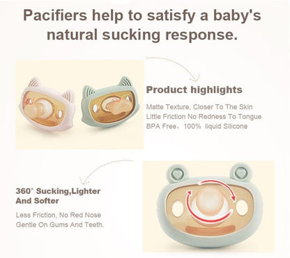 StarAndDaisy Baby Pacifier 0-6 Months, Safe & Soothing Baby Pacifier for Infants, Newborn Baby Silicone Pacifier, Orthodontic,Comfortable Soothing -Green Cat