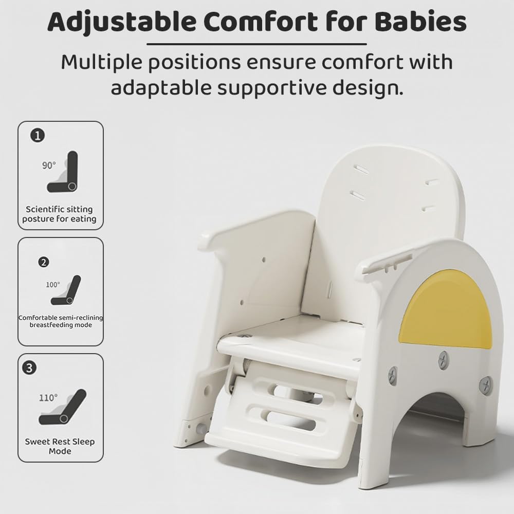 StarAndDaisy Baby high Chair for Baby Feeding Chair for 0 to 5 Years with Removable Tray, Convertible Baby High Chair to Study Table & Chair Set, 5-Point Safety Belt, Multi Backrest Position -Grey