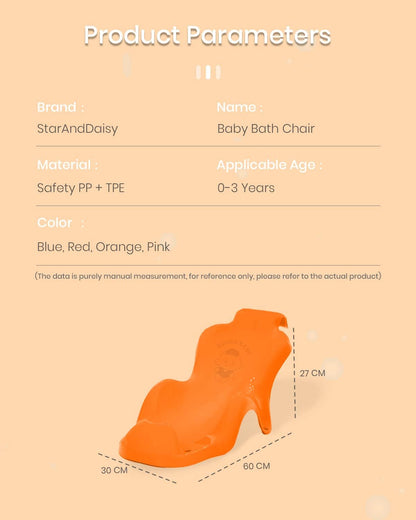 StarAndDaisy Baby Bather/Bath Chair Seat for New Born 0-12 Month Super Comfortable & Non-Slip Bathing Chair (Orange)