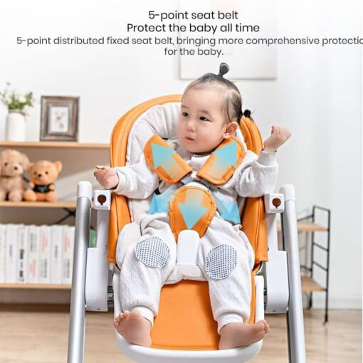 StarAndDaisy Baby High Chair, Infants Booster Seat with Wheels, Multi – Functional Kids High Chair with Detachable Food Tray & Adjustable Height with 5 Point Safety Belt