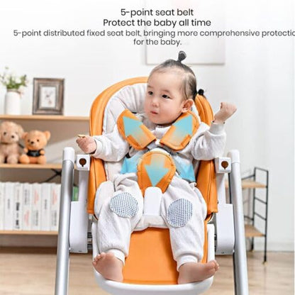 StarAndDaisy Baby High Chair, Infants Booster Seat with Wheels, Multi – Functional Kids High Chair with Detachable Food Tray & Adjustable Height with 5 Point Safety Belt