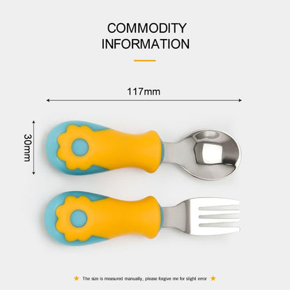 StarAndDaisy Baby Stainless Steel Spoon and Fork Set for Infants & Toddler – BPA-Free Toddler Cutlery, Safe Rounded Edges, Easy Grip Baby Utensils for Self Feeding & Weaning -Orannge & Green