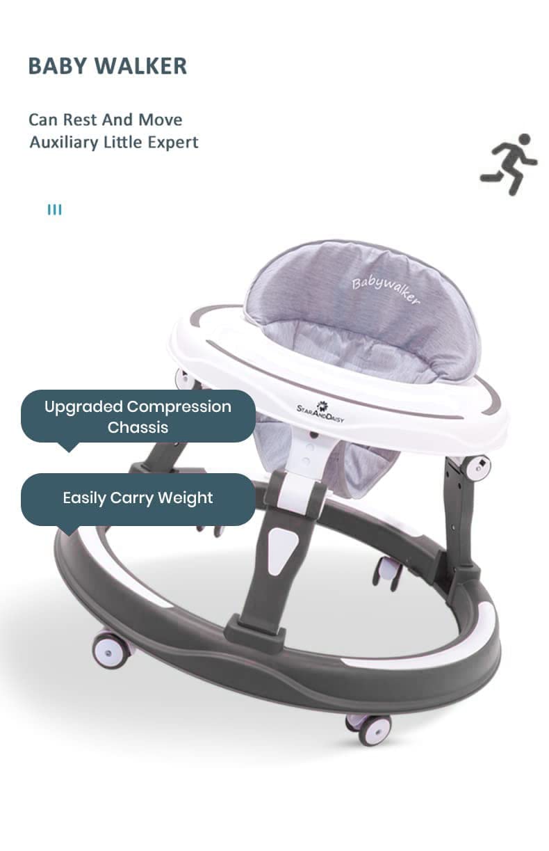StarAndDaisy Baby Walkers 6-24 Month Boy & Girl / 360° Walker for Kids 1 Years with Multi Adjustable Height/Multi-Function Baby Walker with Anti-Rollover - (Grey)