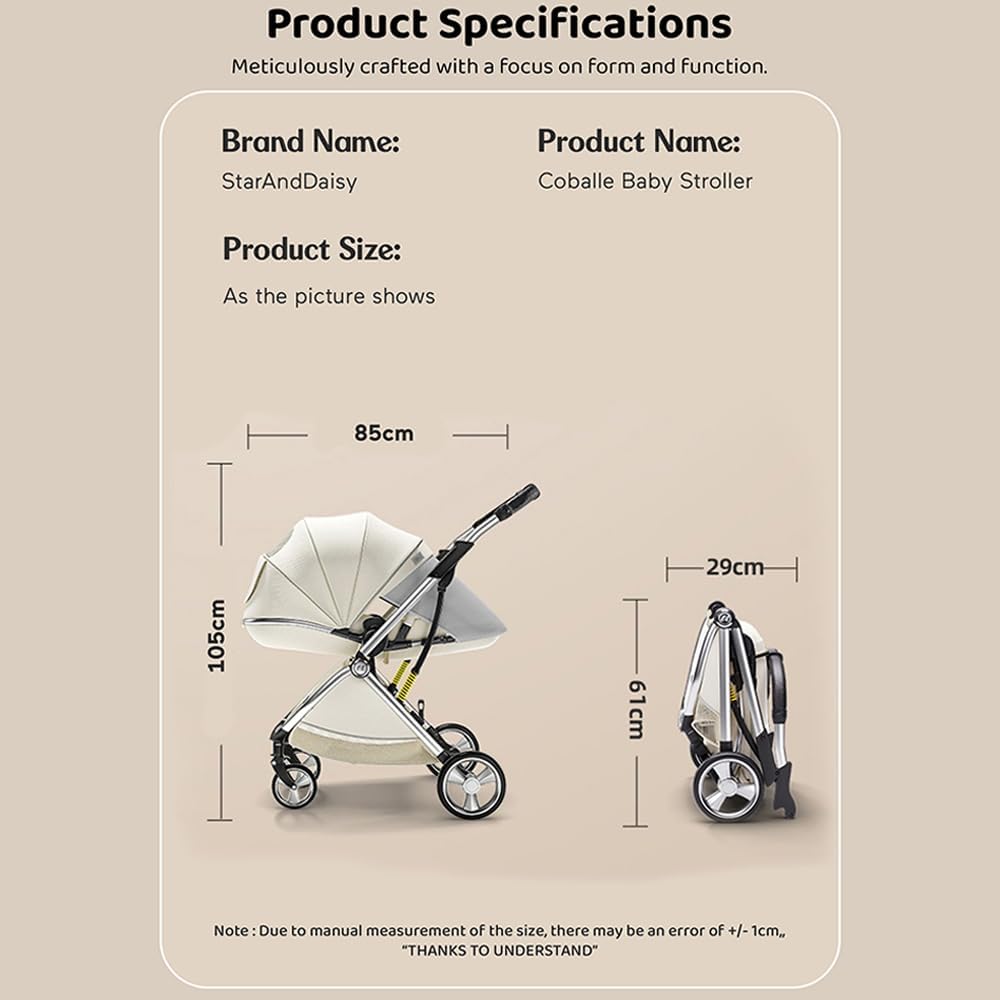 StarAndDaisy Coballe Baby Stroller, 2 in 1 High Landscape Convertible Reversible Bassinet Pram for Infant, Foldable Aluminum Alloy Pushchair with Adjustable Backrest, 3D Suspension (Green)