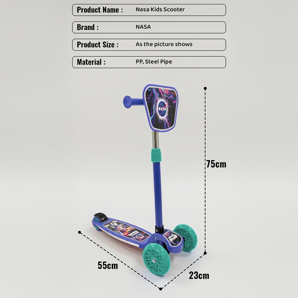 StarAndDaisy X NASA Kick Scooter for Kids 3+ Years, Foldable Skate Scooter for Children Girls & Boys with Multi-Level Height Adjustment, LED Wheels & Brakes -(Officially Licensed) (Blue)
