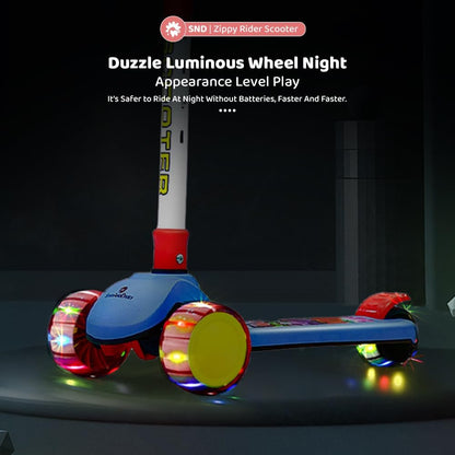 StarAndDaisy Kick Scooter for Kids 3-12 Years / 3 Wheels Kids Scooter with LED Light, 4-Level Height Adjustable Handle Height, Foldable Design, Extra-Wide Deck, Rear Break -(Red)