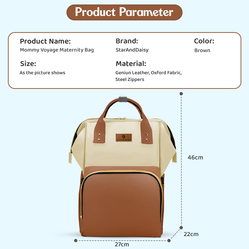 StarAndDaisy Diaper Bag for Mothers for Travel – 27L Lightweight Waterproof Leatherite Diaper Bag/Baby Bag for Mother Travel with 15 Multi-Purpose Pockets & Quick Access Diaper Pocket