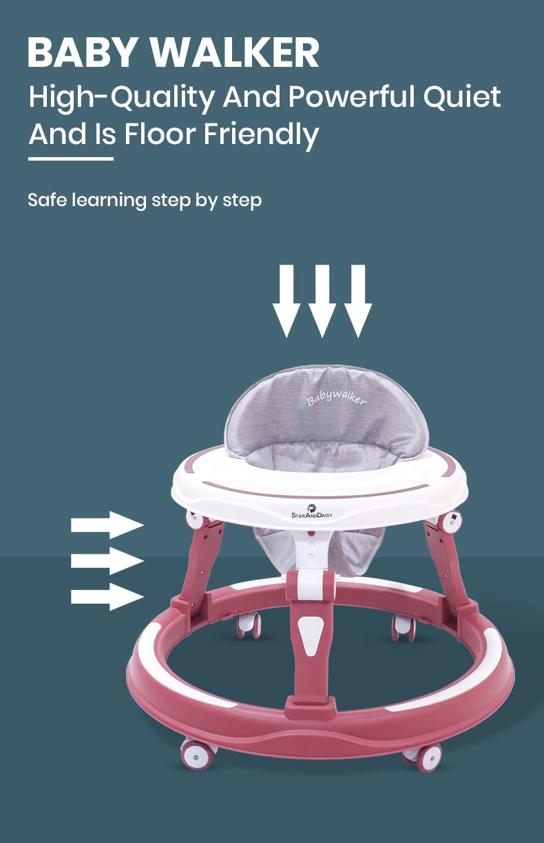 StarAndDaisy Baby Walkers 6-24 Month Boy & Girl / 360° Walker for Kids 1 Years with Multi Adjustable Height/Multi-Function Baby Walker with Anti-Rollover - (Red)