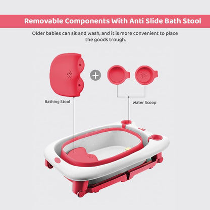 StarAndDaisy Baby Bath Tub for 0 to 5 Years/Folding Large Baby Bathtub with Temperature Meter/Safe & Comfortable Bath Tub for Kids