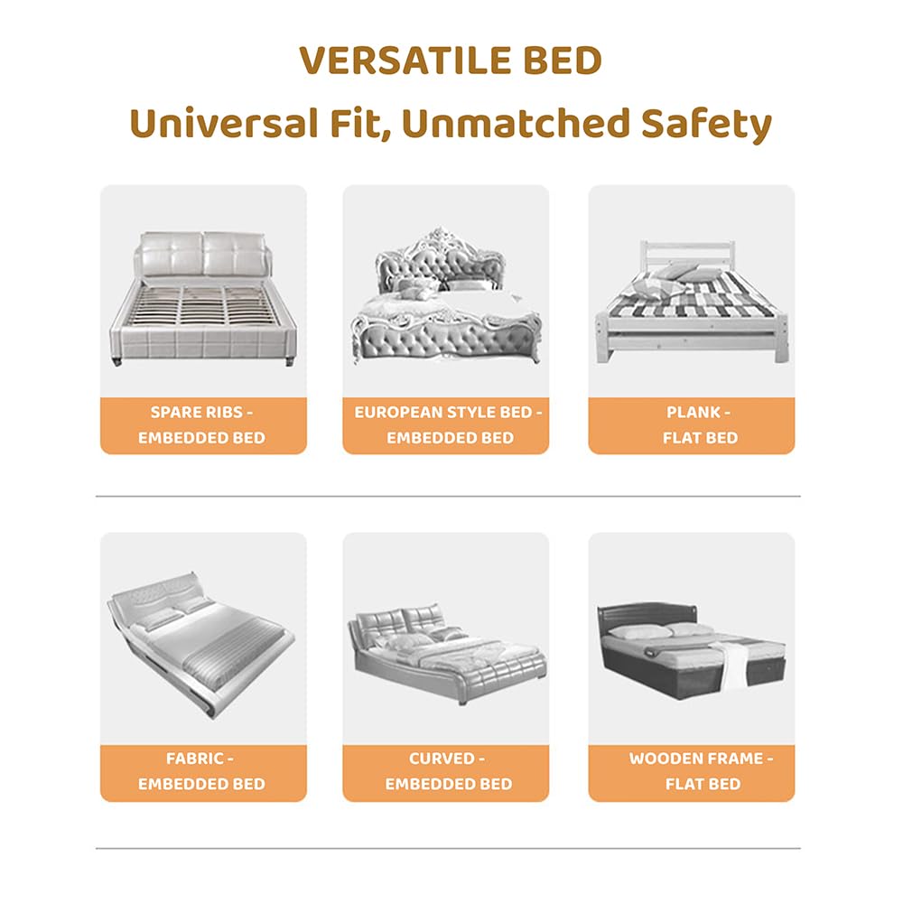 StarAndDaisy Bed Guard Rail for Baby/Kid with U-Full Body Support Frame, Adjustable Height/Portable Single Side Bed Rail for Infant & Toddler's Safety (Grey & Yellow-1.8 M)