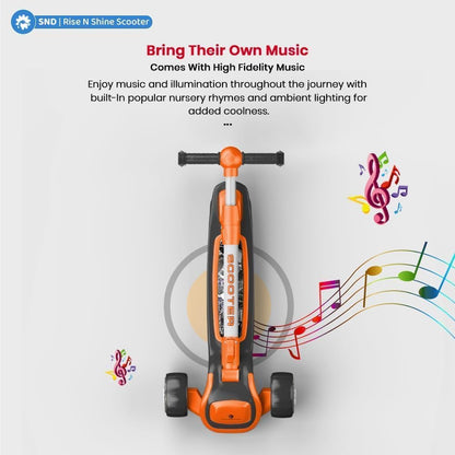 StarAndDaisy Scooter for Kids 3-12 YearsBoys & Girls / 3 Wheel Kids Scooter Boys & Girls with LED Light, PU Wheels/Skating Scooter 5 Level Adjustable Height and Easy to Fold (Orange-Black)