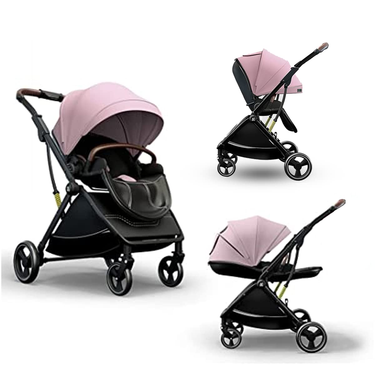 StarAndDaisy Coballe Baby Stroller, 2 in 1 High Landscape Convertible Reversible Bassinet Pram for Infant, Foldable Aluminum Alloy Pushchair with Adjustable Backrest, 3D Suspension (Green)