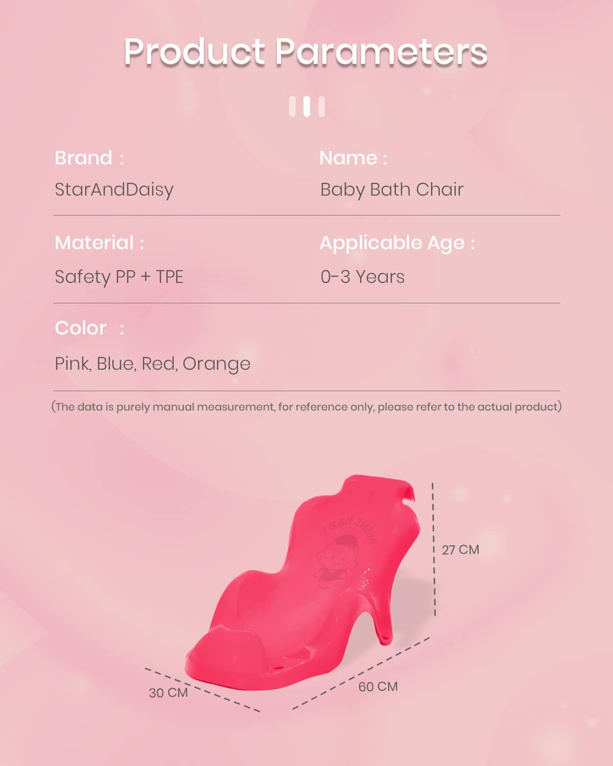StarAndDaisy Baby Anti Slip Bather/Bath Seat for 0-18 Months for Infant/Toddler -Super Comfortable & Non Slip Bath Chair (Pink)