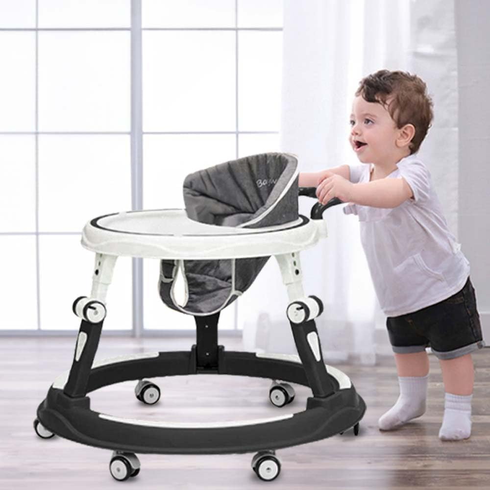 StarAndDaisy 360° Baby Walker with Adjustable Height/Walker for Kids 6-24 Months with Multi-Functional, Anti-Rollover & Foldable Design, Baby Boys & Girls (Black)