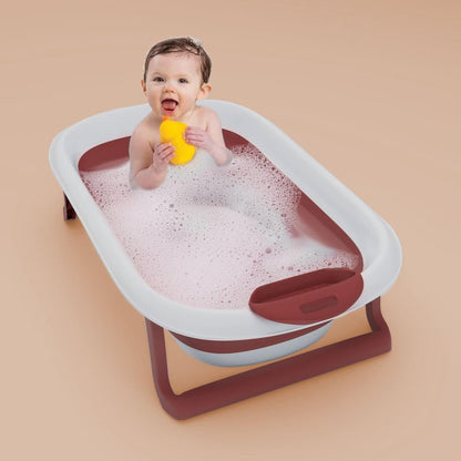 StarAndDaisy Baby Bath Tub for 0 to 5 Years/Foldable Bath Tub for Kids 0-3 Years with Space Saving, Newborn Baby Folding Bathing Tub Girls & Boys with Soap Tray, Easy to Store (BT - Brown)