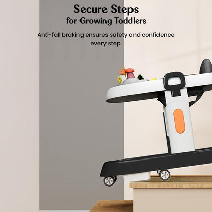 StarAndDaisy Baby Walker / Walker Baby 6-18months Boy & Girl With Anti Fall Brake Pads / Walker For Kids With 3 Speed Height Adjustment,Multi-Level Seat Adjustment,Recreational Music Toy Bar (Black)
