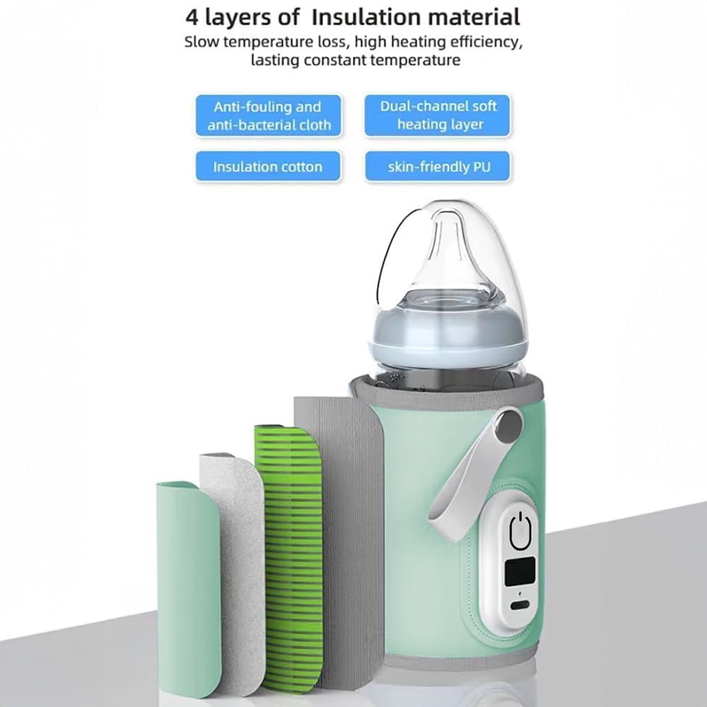 StarAndDaisy Bottle Warmer for Baby / Toddlers, Water Warmer with Adjustable Temperature Control Portable & USB, Constant Temperature Control Technology, Baby Feeding Bottle Warmer for Travel Outdoor -Green