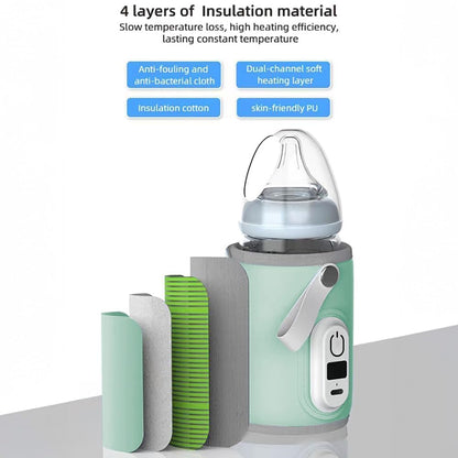 StarAndDaisy Bottle Warmer for Baby / Toddlers, Water Warmer with Adjustable Temperature Control Portable & USB, Constant Temperature Control Technology, Baby Feeding Bottle Warmer for Travel Outdoor -Green