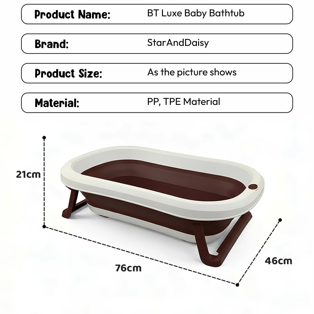 StarAndDaisy Baby Bath Tub for 0 to 5 Years/Bath Tub for Kids 0-3 Years, Tub for Girls & Boys with oldable Legs, Easy to Store -Brown
