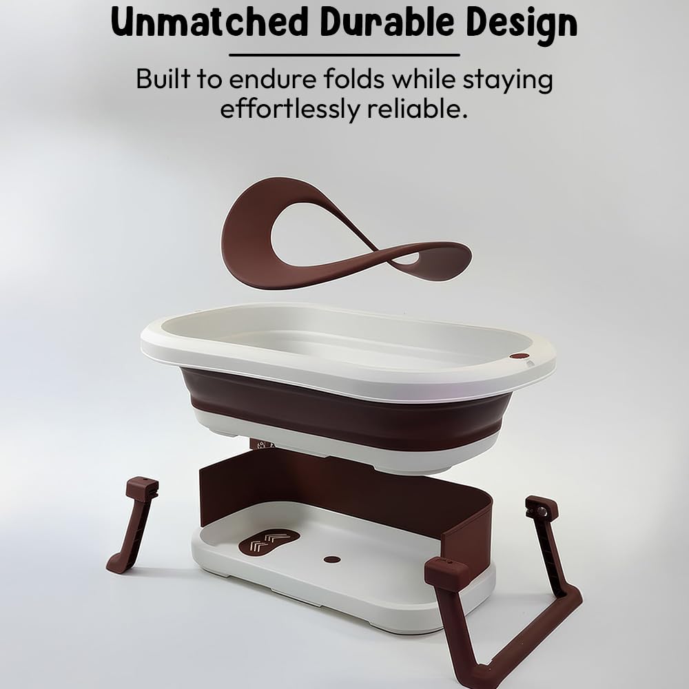 StarAndDaisy Baby Bath Tub for 0 to 5 Years/Bath Tub for Kids 0-3 Years, Tub for Girls & Boys with oldable Legs, Easy to Store -Brown
