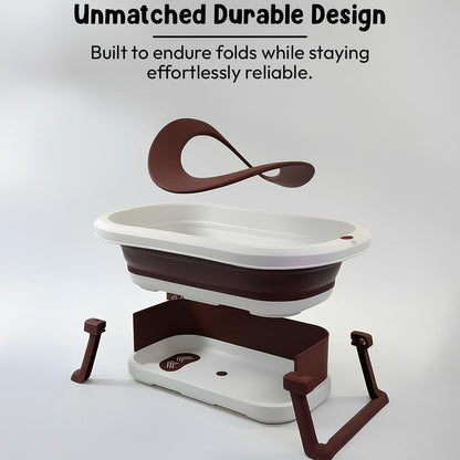 StarAndDaisy Baby Bath Tub for 0 to 5 Years/Bath Tub for Kids 0-3 Years, Tub for Girls & Boys with oldable Legs, Easy to Store -Brown