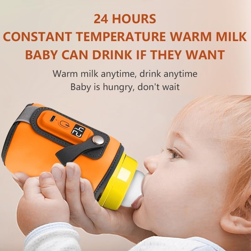 StarAndDaisy Bottle Warmer for Babiesl, Water Warmer with Adjustable Temperature Control Portable & USB, Constant Temperature Control Technology, Baby Feeding Bottle Warmer -Orange