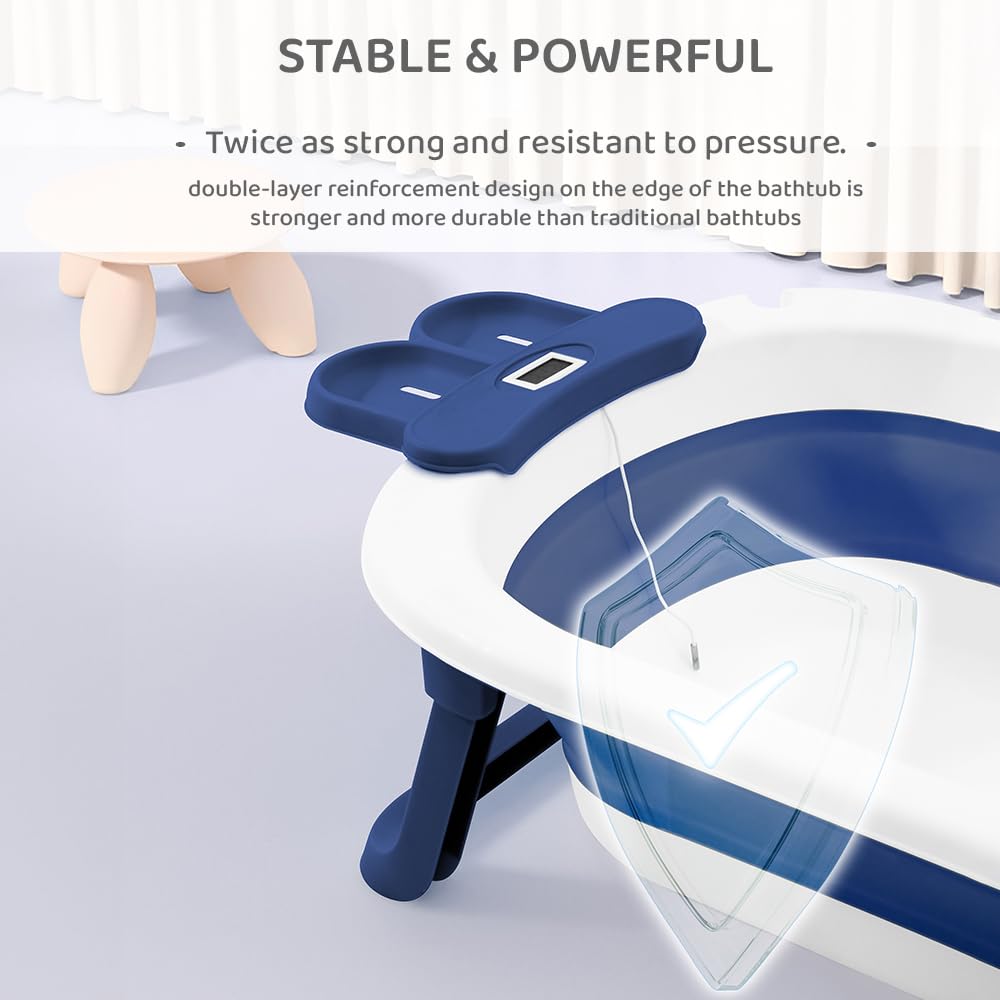 StarAndDaisy Baby Bath Tub for 0 to 5 Years/Folding Large Baby Bathtub with Temperature Meter/Safe & Comfortable Bathing tub for Kids