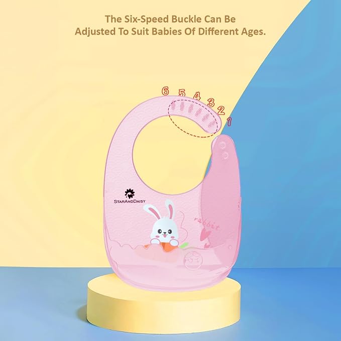 StarAndDaisy Reusable Silicone Bib for Baby with Adjustable Buttons for Mess-Free Feeding