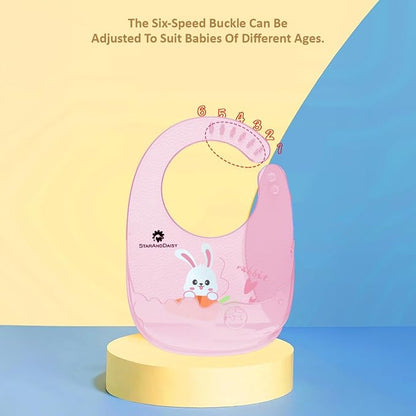 StarAndDaisy Reusable Silicone Bib for Baby with Adjustable Buttons for Mess-Free Feeding