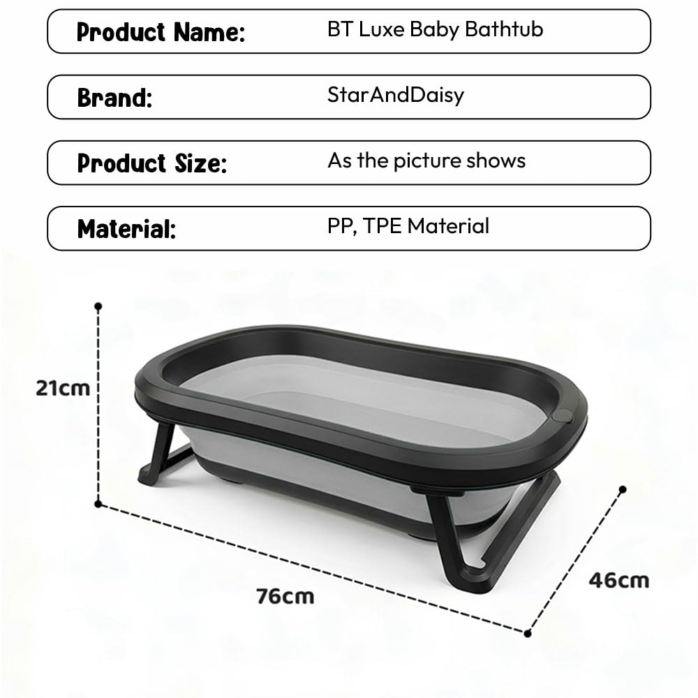 StarAndDaisy Baby Bath Tub for 0 to 5 Years/Bath Tub for Kids 0-3 Years, Tub for Girls & Boys with oldable Legs, Easy to Store -Black