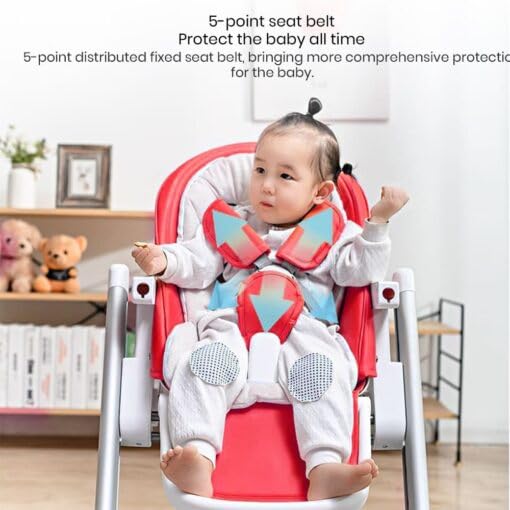 StarAndDaisy Baby Feeding High Chair, Infants Booster Seat with Wheels, Multi – Functional Kids High Chair with Detachable Food Tray & Adjustable Height with 5 Point Safety Belt