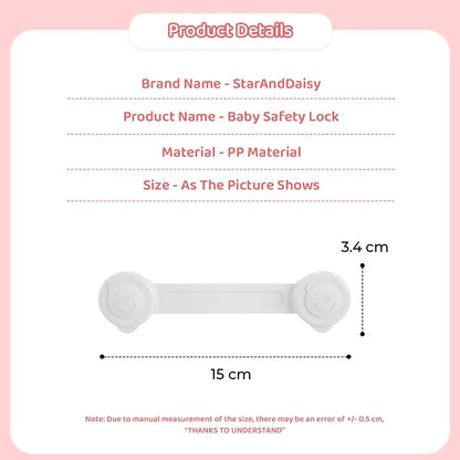 StarAndDaisy Baby Proofing Safety Locks, Adjustable Furniture Locks For Drawers, Fridge, Cupboards, Easy Install & Remove With Adhesive Pasting (Small, 6),White