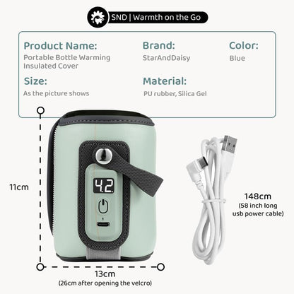 StarAndDaisy Baby Electric Bottle Warmer with Constant Temperature Technology/Portable Insulated USB Baby Milk Bottle Warmer-Blue