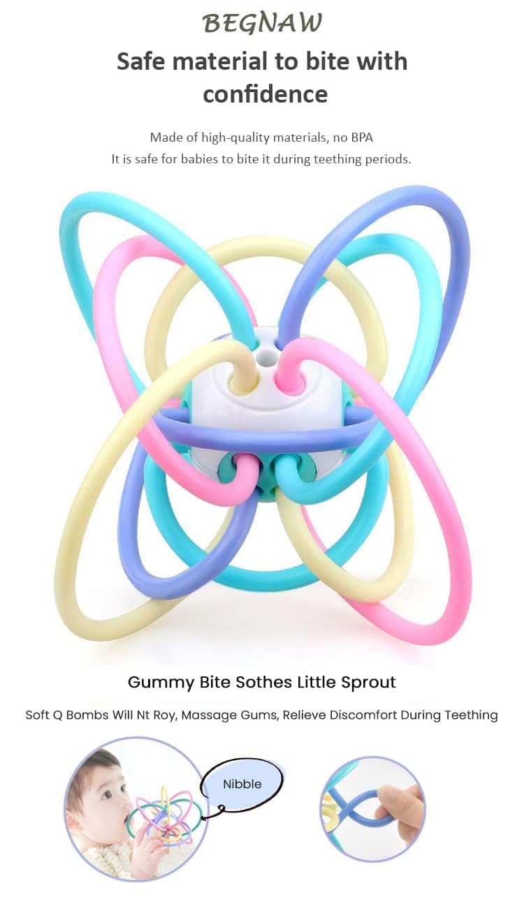 StarAndDaisy Soft Silicone Teether for 6 to 12 Months, Baby Teether Toys for Baby 6-12 Months Kids, Soft Silicone & BPA Free (Mesh - MultiColorN)