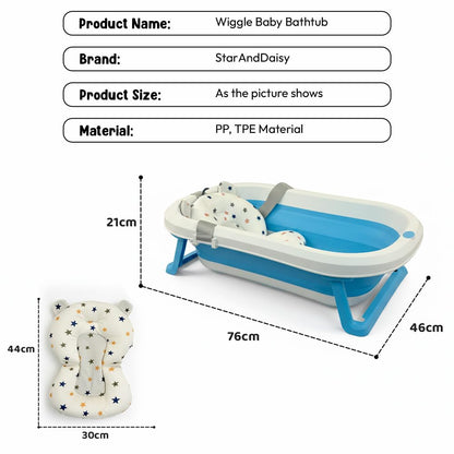 StarAndDaisy Bath Tub for Baby 0-3 Years/Foldable Bath tub for Kids with Cushion, Space Saving Design, Newborn Baby Folding Bathing Tub Girls & Boys, Easy to Store (Blue)